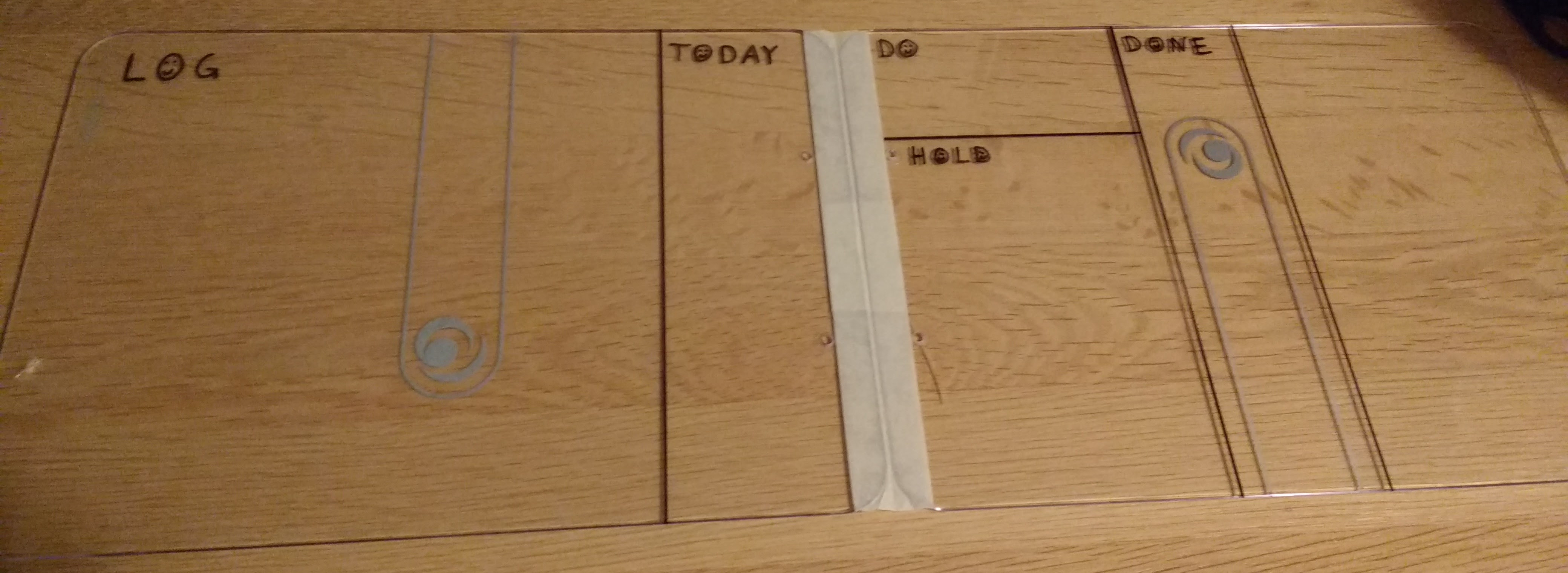 Black Personal Kanban board with white ink