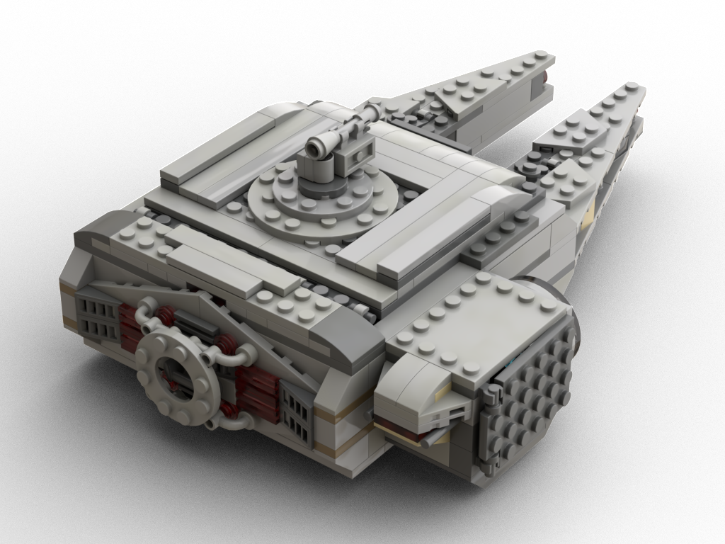 Square Falcon: diagonal rear view with engine and cockpit